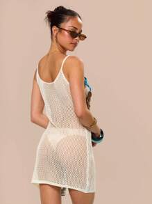 MUSERA Scoop Neck Floral Applique Crochet Fitted Mini Dress Cover Up Beach Swim Rave Summer Vacation Holiday Festival Cute Casual Elegant Tuscan Sun
