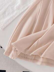 Genkimix Kids Girls (Small Size) White Cute Bow Embroidered Stand Collar Short Sleeve Casual Dress, Comfortable, Stylish, Spring & Summer Preppy Dress Girls Beige Dress Girls Polo Dress