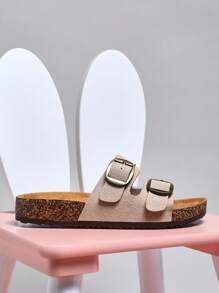 Mini mi Must Have Kid's Classic Two-Strap Brozen Buckles Vegan Leather Sand AZ Cork Footbed Sandals-Premium Build, Arch Support & Yacht-To-Street Style