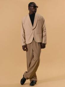 Musero Embroidery Button Fastening Curved Lapel Blazer Spring Summer Holiday Vacation Smartwear - Khaki - View 5