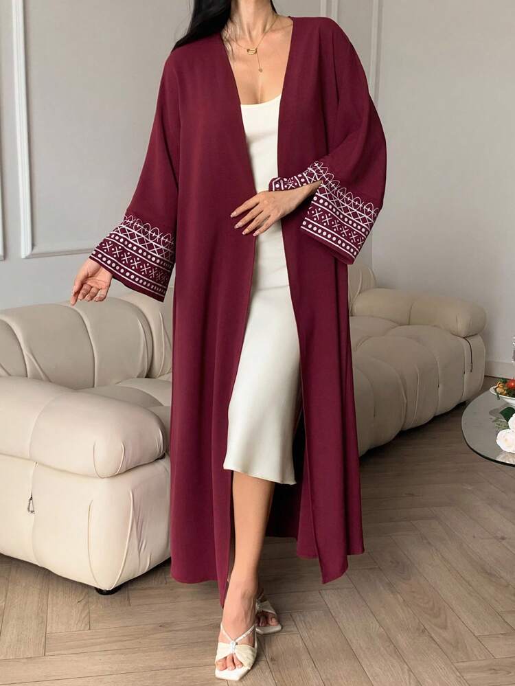 Print Loose Long Sleeve V-Neck Women Sleepwear Robe Pajama