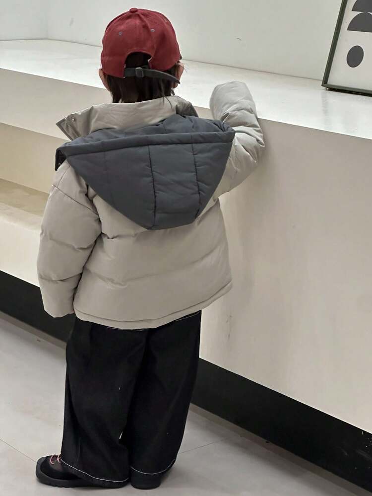 Toddler Boys' Color Block Long Sleeve Street Style Cotton Coat, Winter