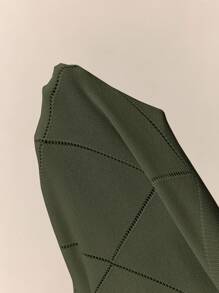 BizChic 女士绿色 Polo 领菱形针织短袖套头毛衣，简约都市通勤必备，优雅时尚，商务休闲风，适合办公室、教师及夏季穿着。