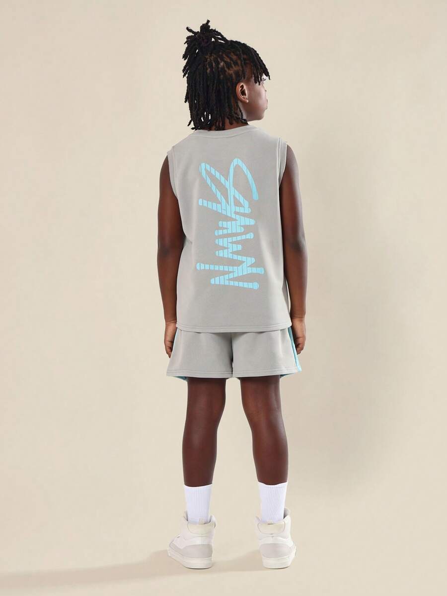 SUMWON Tank Top Shorts Set Boys Summer Basketball Sporty Daily Wear Athleisure Outfit