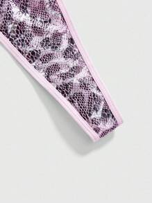 ROMWE J-Fashion Y2K 复古性感蛇皮系带短款上衣和内裤套装（女士）