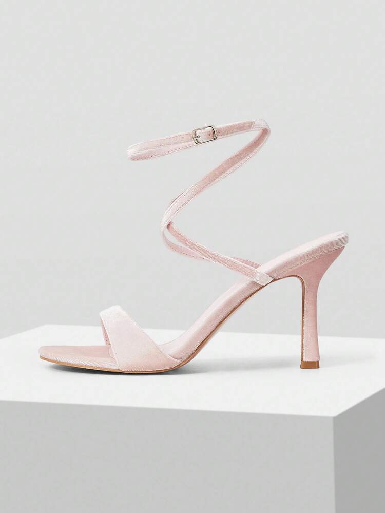 WOMEN'S SEXY SIMPLE VERSATILE ENCORE PINK STRAPPY HIGH HEEL SANDALS FOR PARTY SPRING SHOES