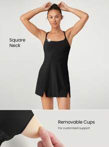 GLOWMODE FeatherFit™-Air Elevate A-Line Built-In Peekaboo Short Pocket Mini Slip Dress Low Impact Daily Summer Quick Dry Moisture Wicking