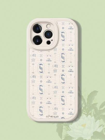 The White Lotus جراب هاتف من جلد الغنم الأبيض برسومات نصية، مناسب لأجهزة iPhone 11 و12 و13 و14 و15 Pro Max و16