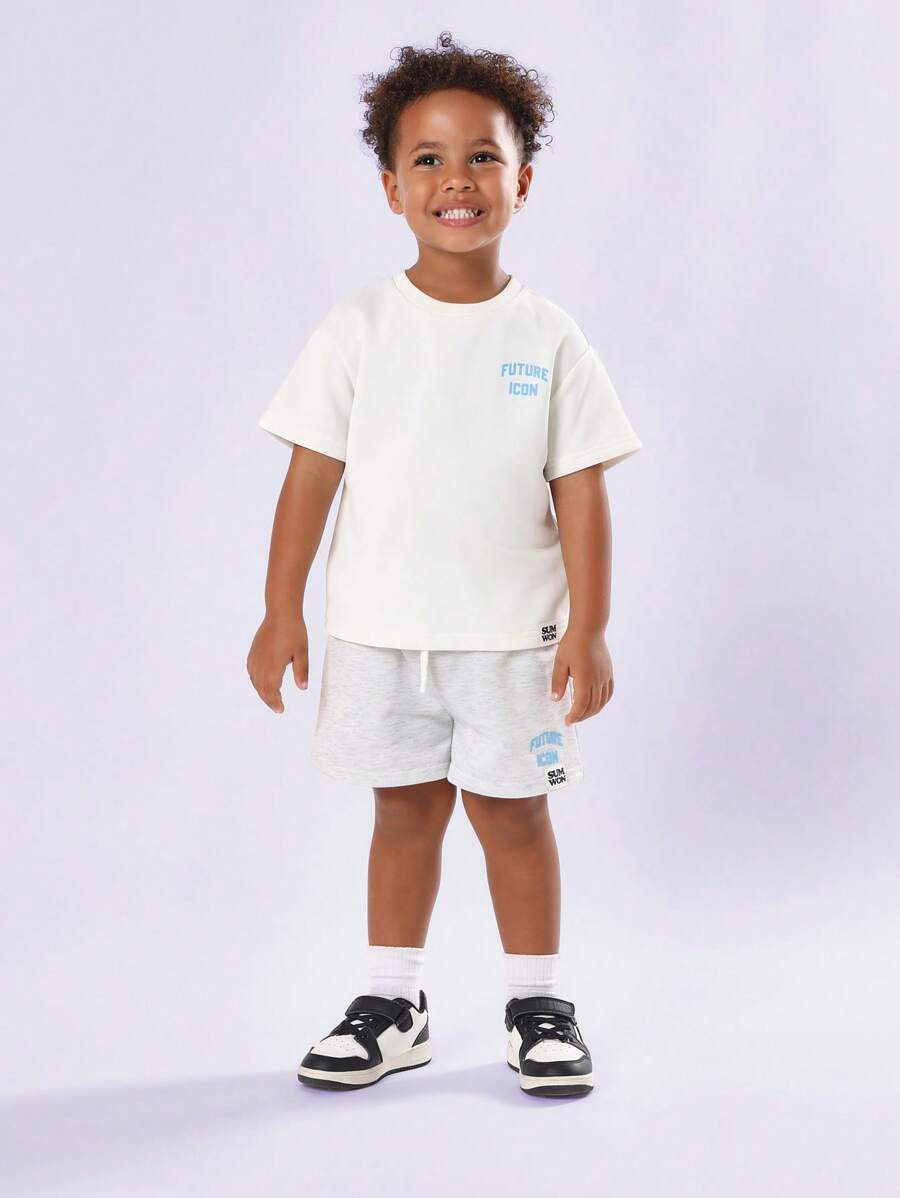 SUMWON Future Icon 儿童夏季两件套短裤休闲装训练休闲服 - 白色 - 查看 1