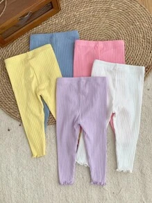 LMoss Kids LMoss 5件套女婴纯色针织休闲打底裤，女童，女婴打底裤，校服，校服上衣，女婴校服上衣，女婴打底裤，纯棉女婴打底裤，罗纹女婴打底裤，新生儿打底裤，秋冬季 - 彩色 - 查看 2