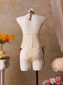 Bellisia Tankini feminino com decote em V e estampa floral contrastante para férias de verão