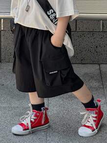 Dazy Kids Young Boy Letter Print Loose Fit Cargo Shorts