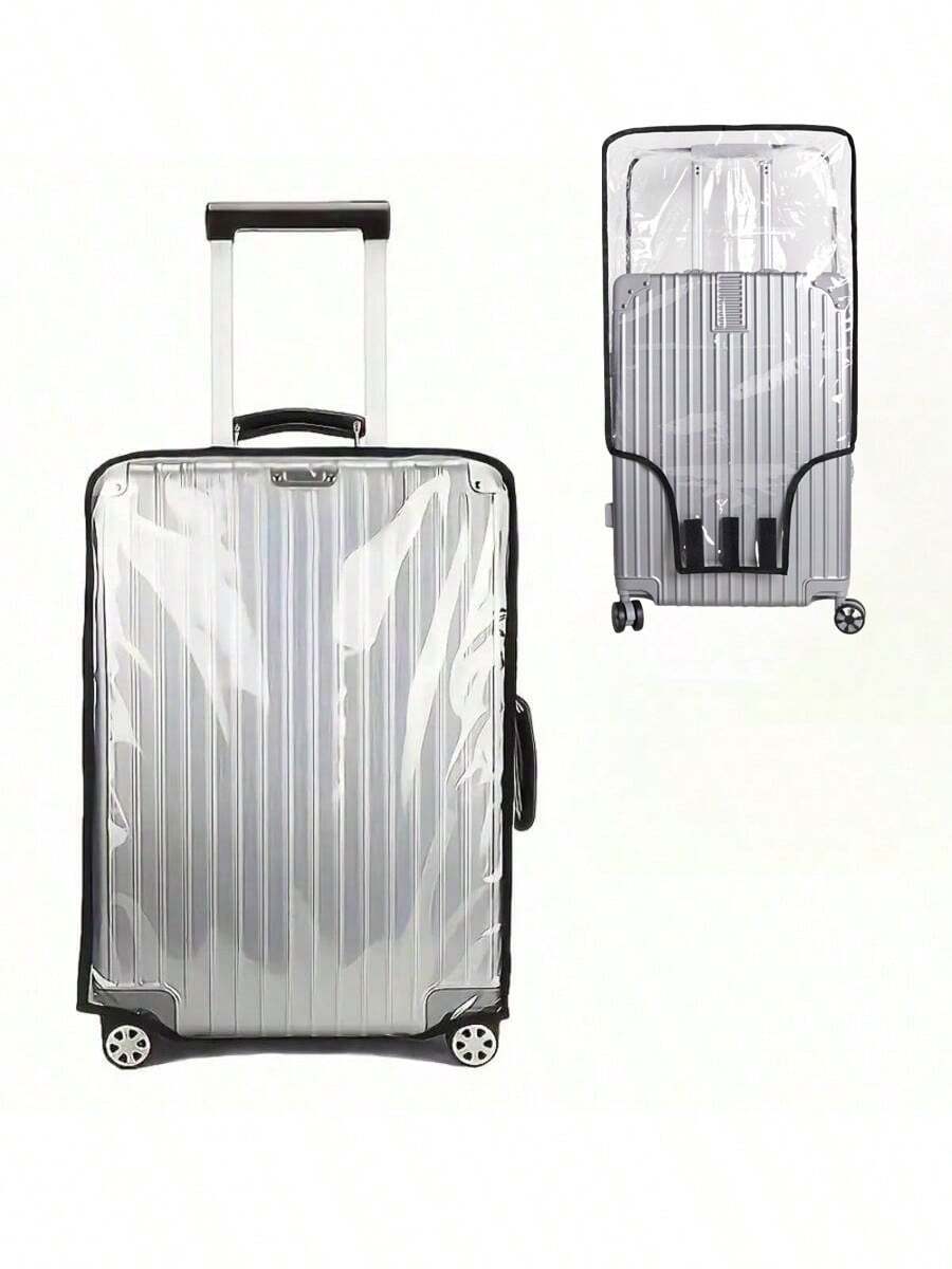 SHEIN Penutup Koper Perjalanan Tahan Aus dan Tahan Air dengan Perekat Velcro yang Lebih Lebar dan Tebal - Penutup Pelindung Koper Transparan - Penutup Koper Transparan PVC - Pelindung Plastik Tahan Air untuk Koper & Tas, Aksesoris Perjalanan - transparan - View 1
