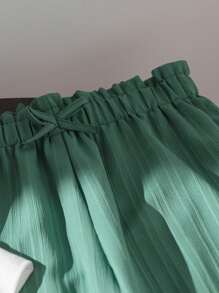 青少年（女孩）休闲节日碎花宽松短袖T恤+条纹梭织长裤T恤套装