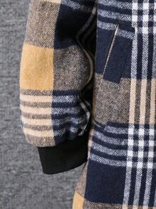 SHEIN 青少年男孩休闲宽松连帽夹克，适合通勤、上学、日常休闲装、运动、秋冬 - 黑色 - 查看 4