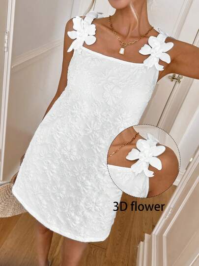 Easowa Women's Casual Short Floral Jacquard Mini Dress Summer Outfits For Women Summer Dresses For Women Summer Dress Vacation Outfits Woman Wedding Guest Dress Women Birthday Dresses For Women Business Casual Woman Birthday Outfits For Women Concert Outfit Women White Dresses Classy Elegant Church Dresses For Women Airport Outfit For Women Birthday Outfits