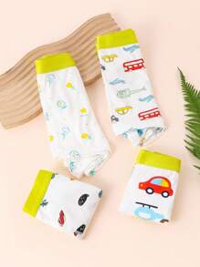 4 Pasang Celana Dalam Anak Laki-Laki Remaja yang Nyaman dengan Motif Kartun Mobil, Bunga, Kaktus, dan Pesawat yang Menggemaskan - MultiWarna - View 8