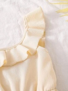 Vestido elegante sin mangas de color albaricoque sólido y dulce para niña
