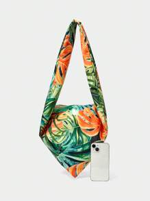 SHECARRY Tropical Print Casual Shoulder Bag - Dark Green - View 7