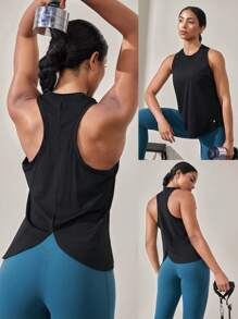 GLOWMODE Mesh Training Racerback  Tank Gym Wear Medium Impact Running Workout Quick Dry Moisture Wicking Cool Feeling - Black - View 10