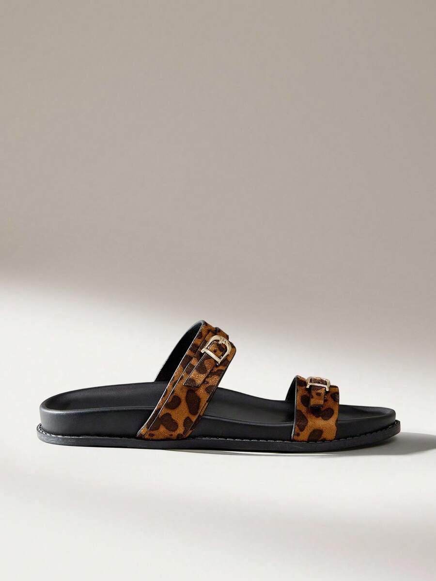 Solecia 女士时尚杏色舒适平底沙滩凉鞋 - 棕色 - 查看 1