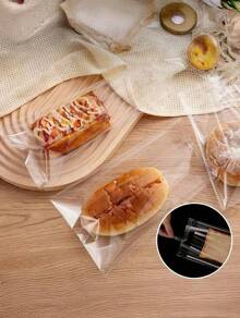 SHEIN 100pcs Simple Transparent OPP Bags - Suitable For Bread, Pastry, Tarts, Cookies And Desserts - Food Contact - Great For Christmas, Thanksgiving, Valentine's Day, Eid, Mother's Day And More - Essential For Kitchen And Bakery - Clear - View 5
