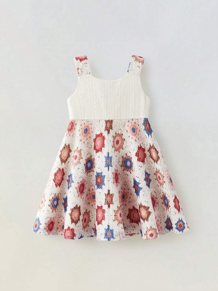 Robe décontractée ample à imprimé floral pour jeunes filles