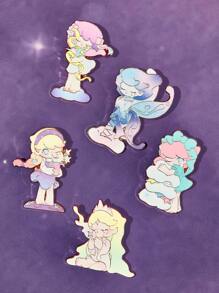 Pop Mart Azura X SHEIN Zinc Alloy Dreamlike Badge Brooch, Suitable For Collection, Gift, And Fashion Matching