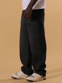 Musero Pantalones vaqueros holgados desgastados con efecto de susurro, estilo streetstyle de primavera y verano para vacaciones - Negro - Ver 3