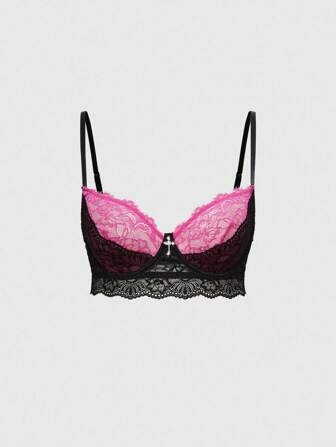 Goth Reggiseno a balconcino con pendente a croce, dettagli a frangia e patchwork in contrasto di stile gotico, taglie comode