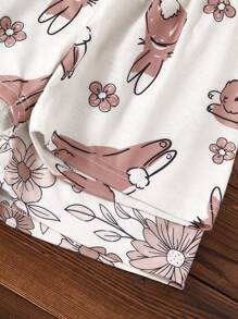 2pcs/Set Cartoon Print Pajamas For Young Girl - White - View 4