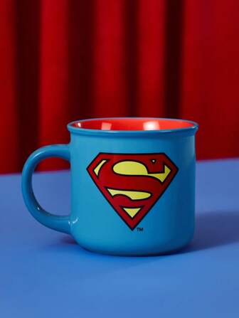 SUPERMAN X SHEIN 1pc Mug, Cartoon Superhero Pattern, Blue Color, Dishwasher And Microwave Friendly, Can Hold Juice, Coffee, Milk, Etc.