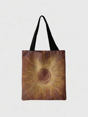 Fairycore Sun Pattern Tote Bag, Reusable Fashion Backpack, Multi-Functional Handbag, Tote Bag, Printed Canvas Shopping Bag, Pattern Shoulder Bag