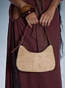 MUSERA 单肩包、流浪包，时尚、优雅、简约、百搭，适合海滩、度假、假日、夏季、海边、日常使用。 - 卡其色 - 查看 2