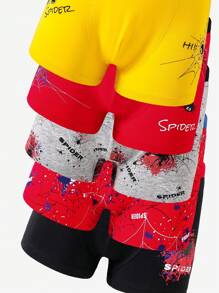 5pcs Pack Boys Cotton Colorful Spider Print Comfortable Briefs Kids Boxer Shorts Fall Winter