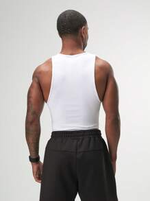 ARC Activewear Performance Cuttoff Tank Cap Sleeve Top T Shirt Gym Workout Muscle Tank - White - View 2