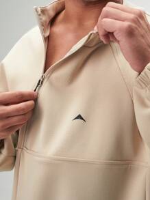 ARC Activewear 超大圆领运动上衣 健身房运动夹克套头衫 - 淺卡其色 - 查看 5