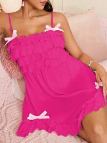 Camisón de mujer con lazo al estilo "Sweet Ins" - Rosa Fucsia - Ver 6