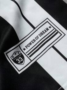 Manfinity Campus Court Herren Sommer lässiges Farbblock Streifen und Nummer Muster Kurzarm T-Shirt - Verschiedenfarbig - Übersicht 5