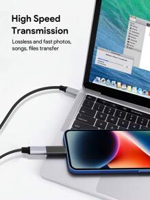 Teckwe 2 piezas Adaptador hembra Rayo a macho USB-C de alta calidad, solución de carga rápida y transferencia de datos, diseño reversible compacto y duradero para conexión conveniente, esenciales para el regreso a clases, color negro