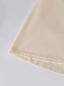 SHEIN Unity Falda acampanada de talle alto con lazo frontal en estilo francés para mujer de talla grande - Albaricoque - Ver 3