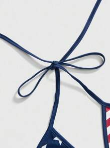 ROMWE Grunge Punk Y2K Midriff-Baring American Flag Bra Top For Women, Music Festival Style