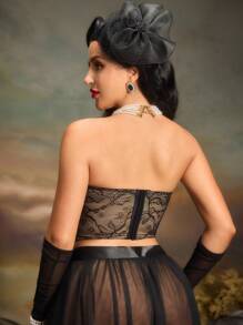 Đồ lót ren xương cá không dây gợi cảm Bralette dành cho nữ, đi chơi - Xanh đậm - Xem 2