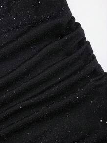 Sweetra New Sparkly Spaghetti Strap Black Mini Dress, Elegant Commuter Cake Hem Design For Women, Summer - Black - View 4