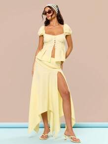 MUSERA Low Rise Asymmetric Hem Floaty Midi Skirt Summer Vacation Holiday Festival Cute Casual Elegant Beach Weddign Guest Birthday Tuscan Sun Wedding Guest