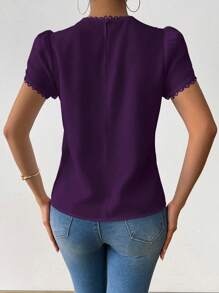 RosyDaze Elegant, avslappnad skjorta med volanger och utsvängda ärmar för kvinnor - Blåröd - Visa 2