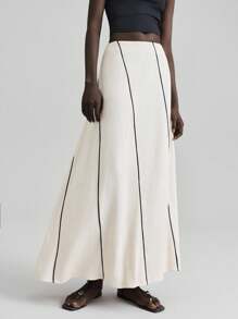 Ontre 2025 Autumn/Winter Women's Clothing, Fall/Winter Women's Wear, Back To School, Halloween, Christmas, Business Casual, Retro Elegant Versatile Basics, Nashville Apparel, High-Waisted Silhouette Design Long Fashionable Skirt, Suitable For Independence Day, Christmas, Beach Vacation, Graduation, Office - Apricot - View 7