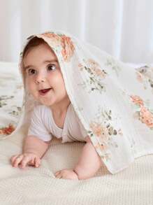 Cozy Pixies Bộ quà tặng chăn quấn trẻ sơ sinh 3 món, vải muslin mềm mại và ấm áp họa tiết hoa cúc và chấm bi, mùa xuân/hè - Nhiều màu - Xem 9