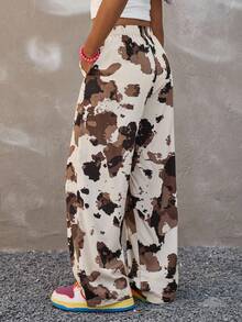 Coolane Pantalones informales y sueltos de estampado de vaca para niñas preadolescentes, aptos para usar en festivales de música, el regreso a clases en primavera/verano, y otoño, con estilo de Y2K y grunge