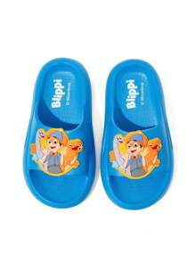 Blippi X SHEIN Cute Cartoon Dinosaur Blue EVA Lightweight Non-Slip Protective Toddler/Little Kids' House Slippers, Suitable For Bathing Or Beach Use - Blue - View 8